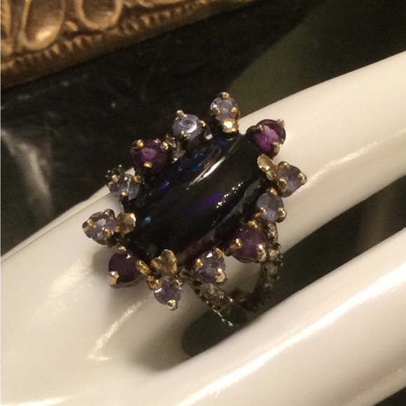 Rare Large Genuine Black Opal with Tanzanite & Amethysts - Picture 7 of 8